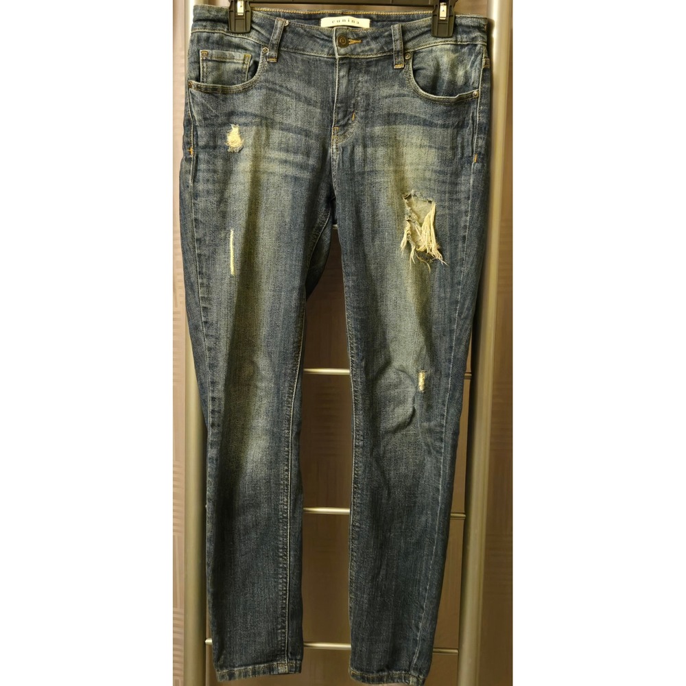 Eunina Ava‎ Low Rise Zipper Skinny Ankle Distressed Jeans Blue 27 9962WSZ 28x27